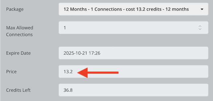 Profit system applying a commission percentage to sub-reseller credit prices